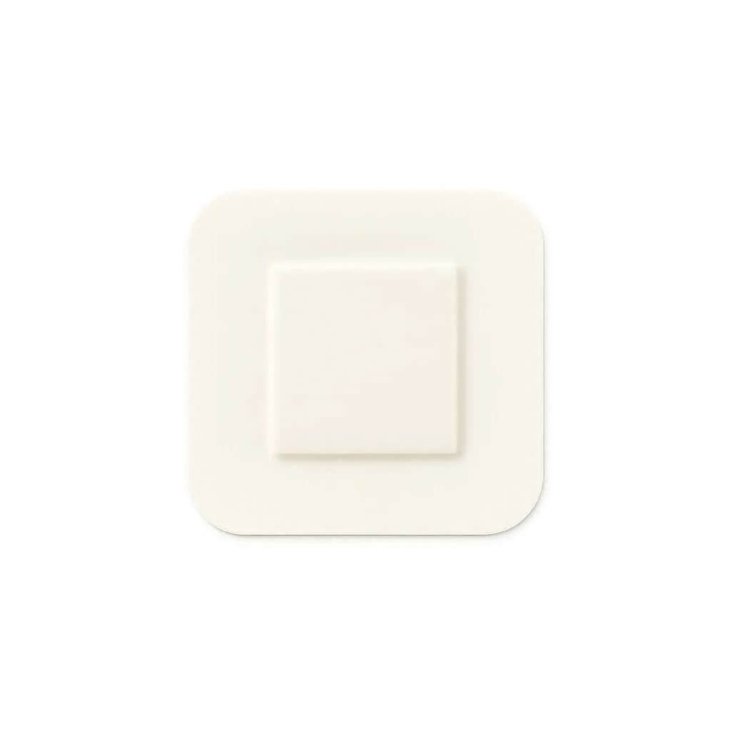 Yapışkanlı köpük yara örtüsü, 10x10 cm, yara bakım ve koruma için ideal.